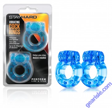 Stay Hard Vibrating Cock Rings 2 pack Blue Blush Novelties 