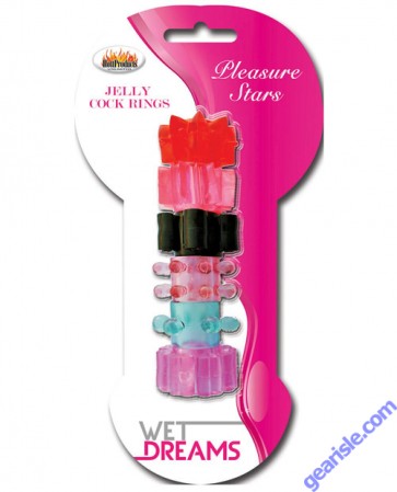 Pleasure Stars Wet Dreams Jelly Cock Rings 6 Pack