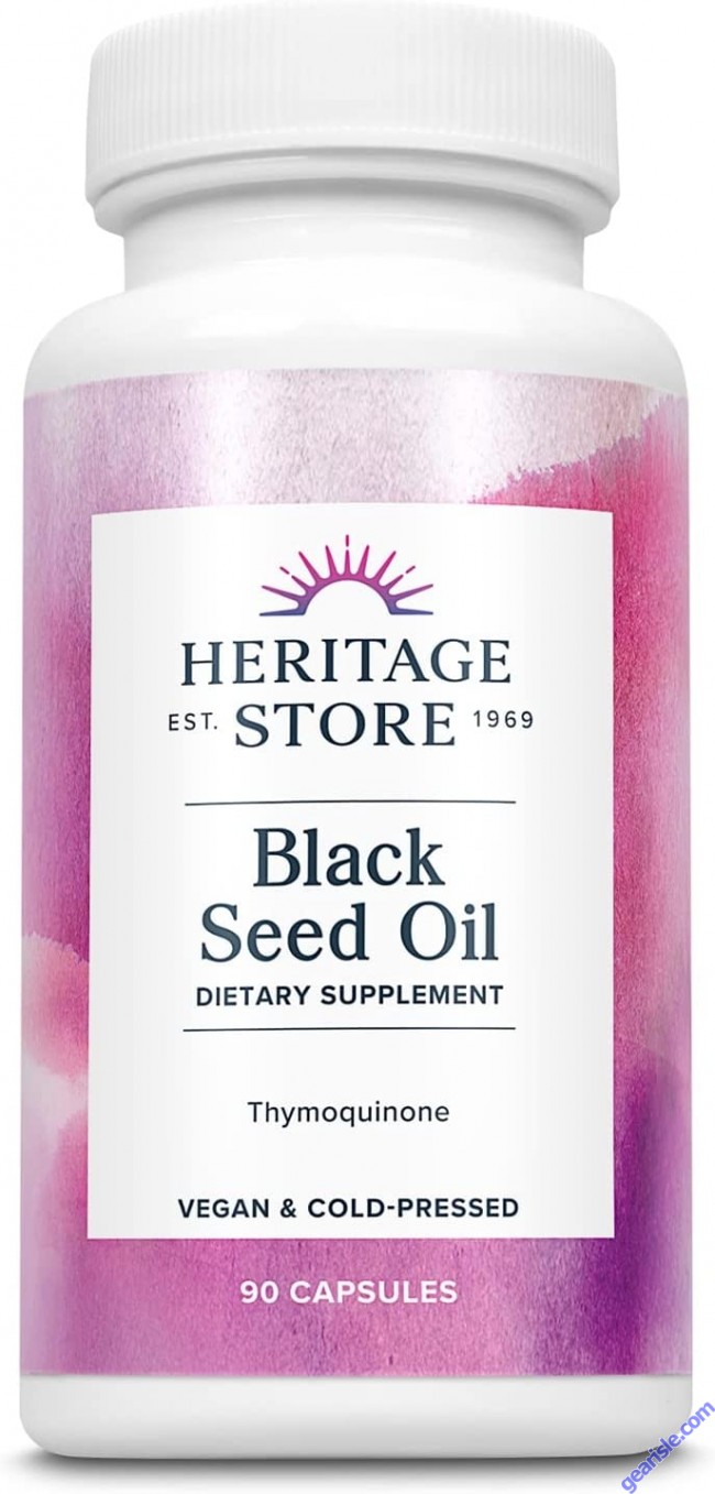 Black Seed Oil Liquid 90 Capsules 650mg Cold Pressed Heritage Store