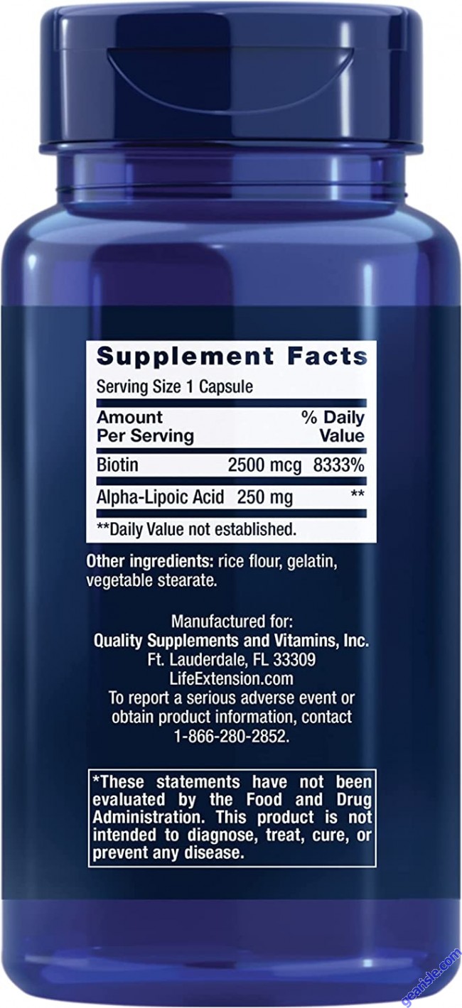 Life Extension AlphaLipoic Acid with Biotin Cell Protection 60 Caps