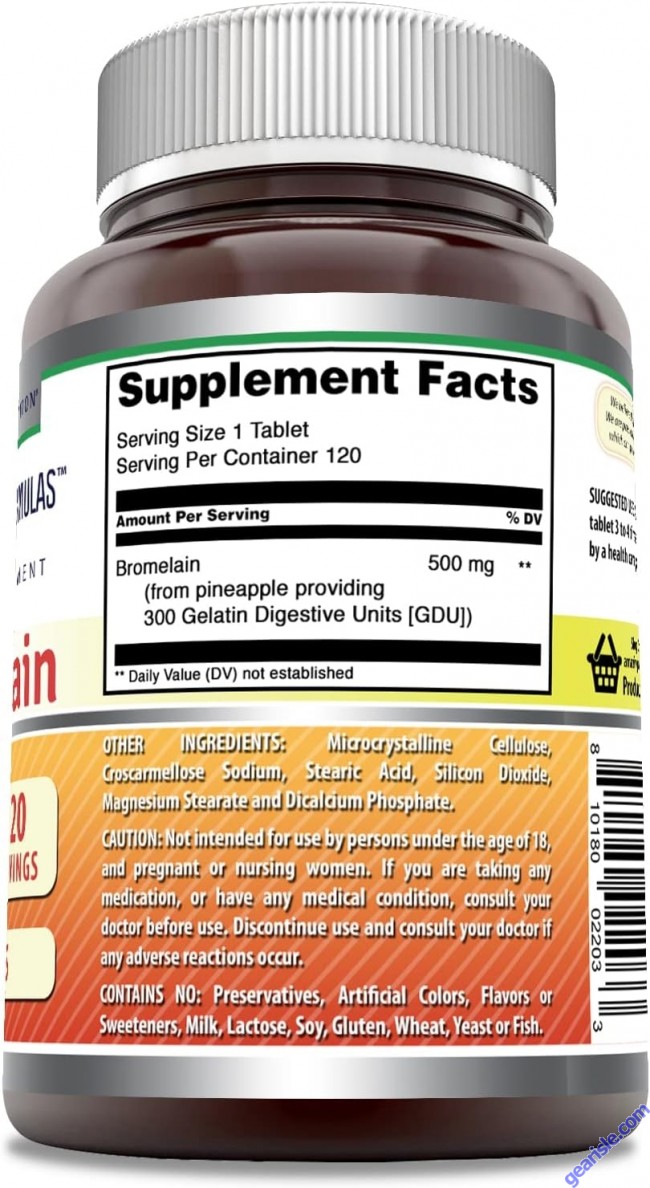 Bromelain 500mg 120 Tablets Digestion Support Amazing Formulas