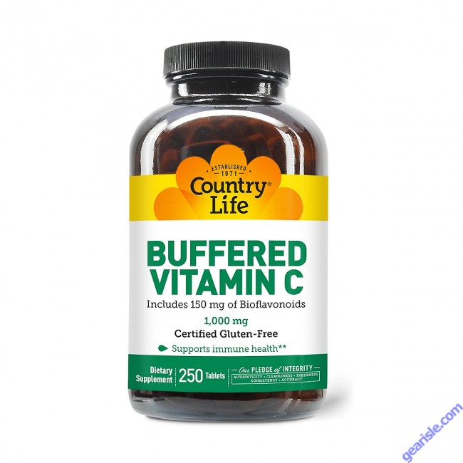 Country Life Vitamin C 1000mg Buffered Bioflavonoids Vegan & Gluten