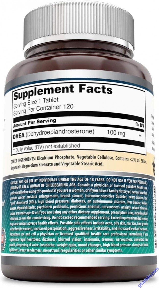 DHEA Dietary Supplement 100 Mg 120 Tablets Amazing Formulas