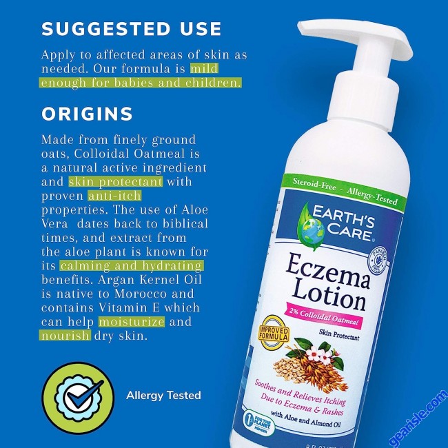 Eczema Lotion 8 Oz Aleo Almond Oil Allergy Tested Earth's Care