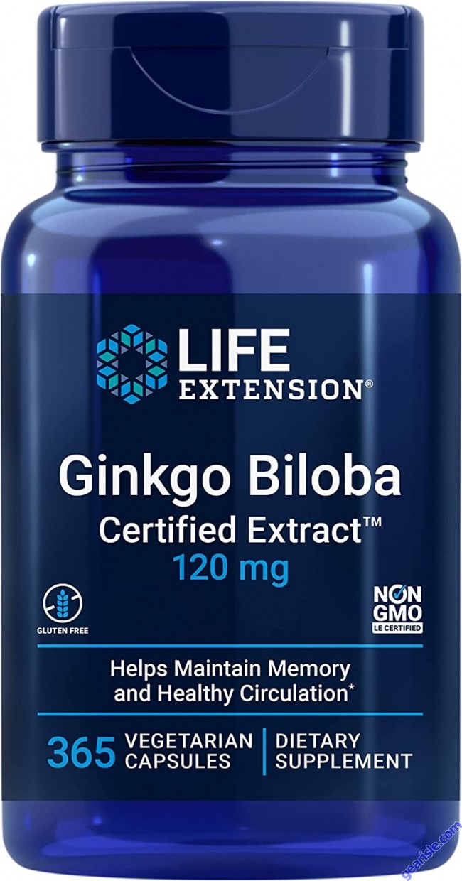 Life Extension Ginkgo Biloba Certified Extract 365 Veggie Caps 120mg