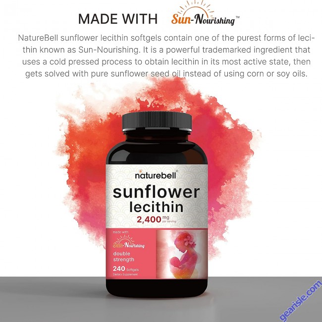 NatureBell Sunflower Lecithin Breastfeeding Moms Non GMO & Soy Free 240 Softgels Supplements