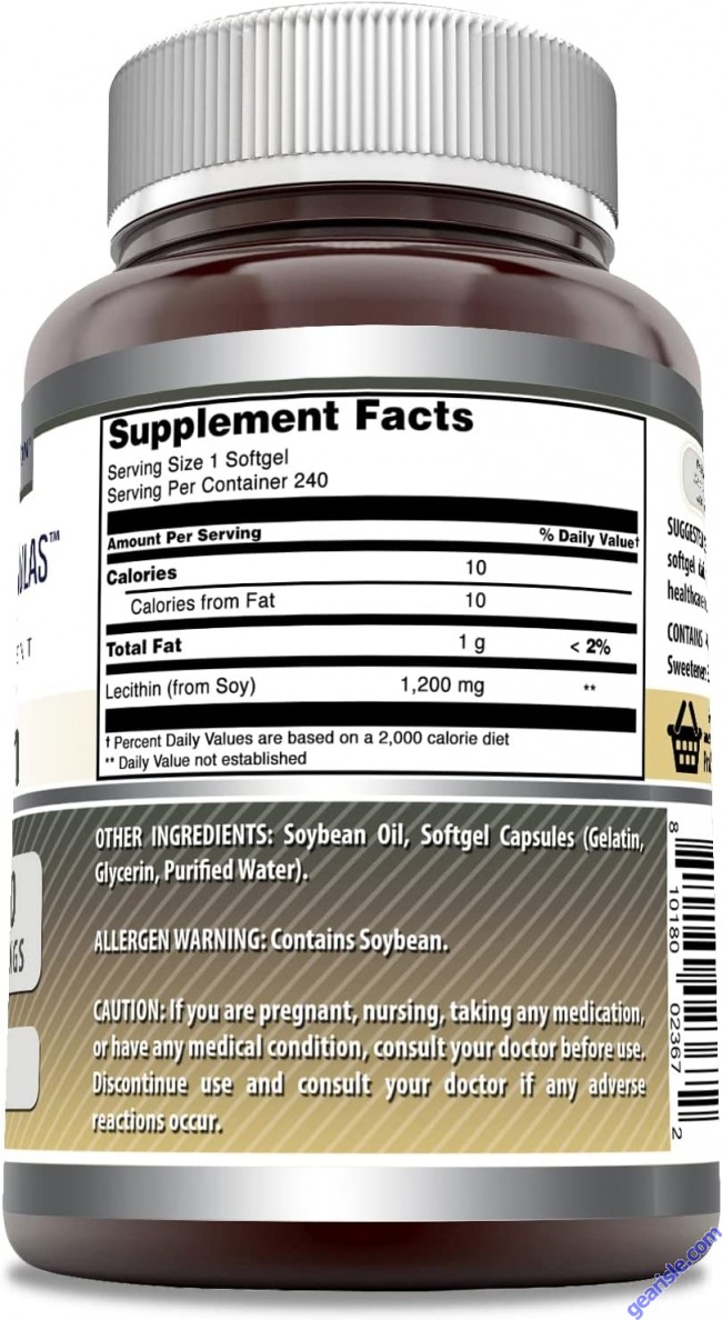 Lecithin Dietary Supplement 1200mg 240 Softgels Amazing Formulas