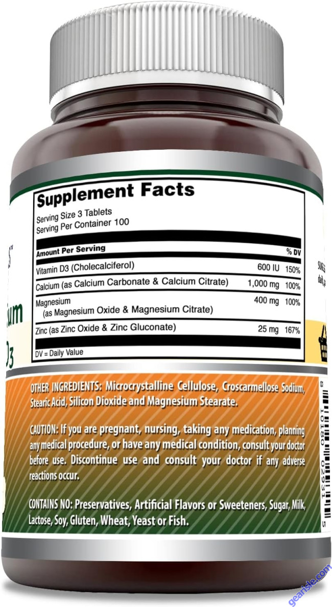 Calcium Magnesium Zinc Vitamin D3 300 Tablets Amazing Formulas
