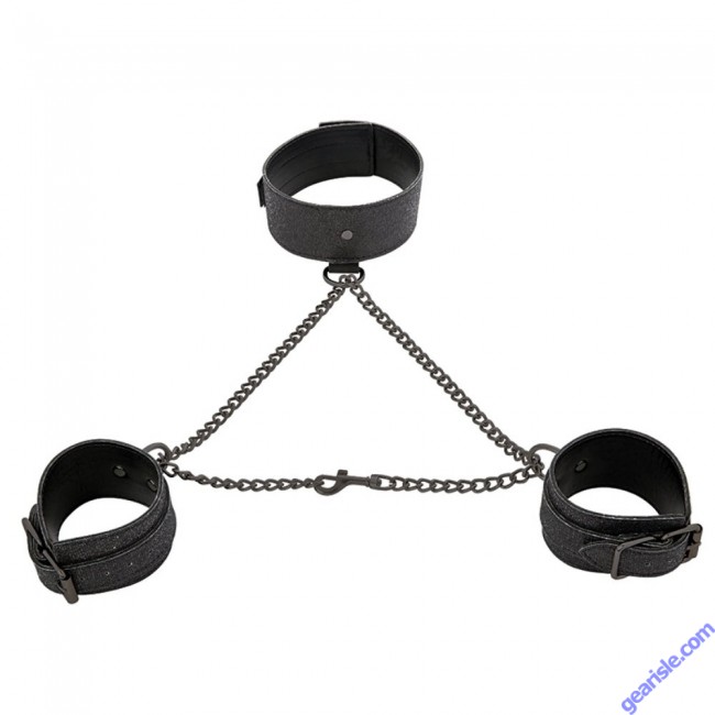 Sex Mischief Shadow Sparkle Collar And Cuff Set Sports Sheets