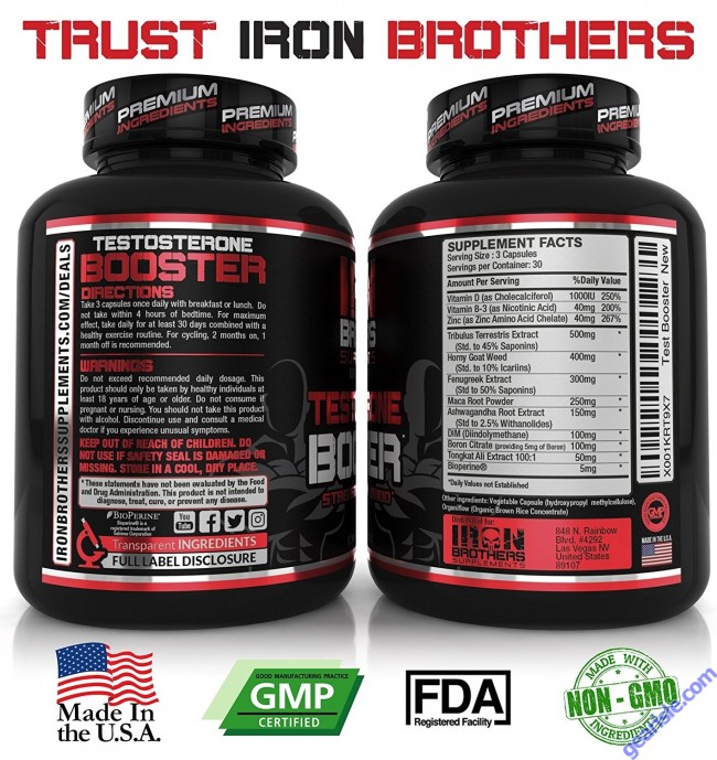 Iron Brothers Testosterone Booster Male Performance 90 Caps