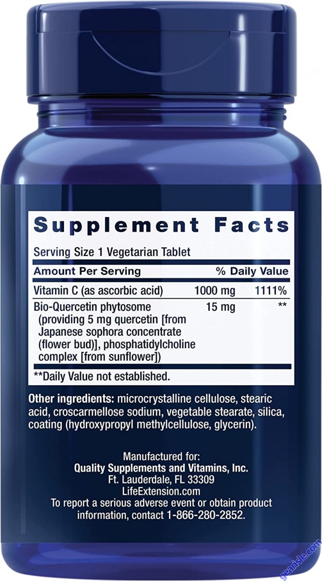 Life Extension Vitamin C Bio Quercetin Phytosome 60 Veggie Tablets