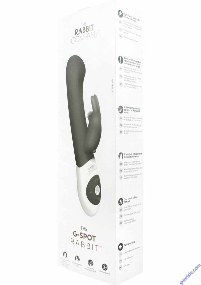 The G-Spot Rabbit Rechargeable Silicone Vibe Waterproof Slate Grey box