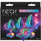 Rear Assets Heart Trainer Kit Metal Anal Plug Rainbow Color box