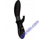 Beaded Backdoor Rabbit Silicone Rechargeable Dual Vibe Splashproof Black