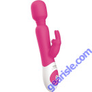 The Rabbit Wand Silicone Usb Rechargeable Dual Vibe Splashproof Hot Pink