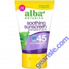 Soothing Sunscreen Pure Lavender Lotion 45 spf 4 Oz Alba Botanica front