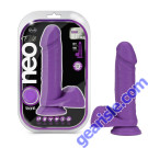 Dildo Neo Elite Purple 8'' Silicone Dual Density Cock With Balls Neon box