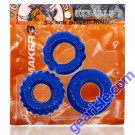 Cock Ring Kit Bonemaker 3 Pack Stretchy Pool Blue Oxballs box