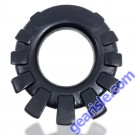 Cock Lug Lugged Silicone Cock Ring Black Rubbery Nubs Oxballs fonr