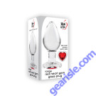 A&E Red Heart Gem Glass Anal Plug Large Waterproof 