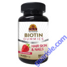 OKAY Gummies Biotin 90 Count Strawberry Flavor Hair Skin Nail Support bottle