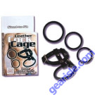 Leather Cock Cage 3 Enhancement Rings