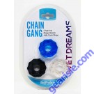 Chain Gang Erection Rings eaches. Individually wrapped cock rings in three assorted colors: Black Blue and Clear. Chain up your member in hard core style with these fun Chain link super stretch silicone love rings. Chain Link Mega Stretch Jelly Cock Rings