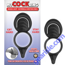 Nasstoys My Cockring Silicone Double Loop Cockring Scrotum Cinch Black