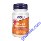 NOW Foods Vitamin D-3 Cholecalciferol & K-2 90 Chewables