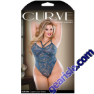 Fantasy Lingerie Curve Adriana Caged Lace Teddy Blue Adjustable