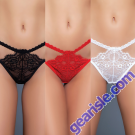 BeWicked Adrienne 3 Pack Lace Thong Multi Color