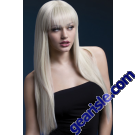 The Fever Jessica Wig Long Straight Fringe Blonde Faux Skin Crown