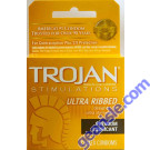 Trojan Stimulations Ultra Ribbed Premium Lubricated Condom Yellow