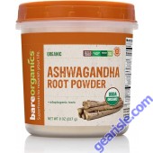 BareOrganics Vegan Ashwagandha Root Powder Adaptogenic Herb 8 Oz