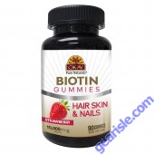 OKAY Gummies Biotin 90 Count Strawberry Flavor Hair Skin Nail Support bottle