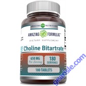 Choline Bitartrate 650mg 180 Tablet Cognitive Support 