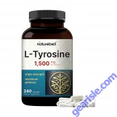 L-Tyrosine Supplement 1500mg 240 Capsules