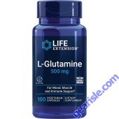 Life Extension L Glutamine 500mg Immune Support front
