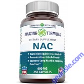NAC 600mg 250 Caps Antioxidant Support Supplement Amazing Formulas