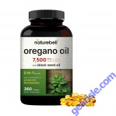 Front view of NatureBell Oregano Black Seed Softgels bottle