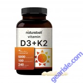 NatureBell Vitamin D3 K2 Softgels with Coconut Oil Bottle