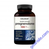Front view of pregnenolone 100mg capsules bottle