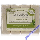 Rosemary Mint Natural Moisturizing Bar Soap 4 Ct 3.5 Oz A La Maison front