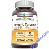 Turmeric Curcumin BioPerine 1500 Mg 180 Veggie Caps Amazing Formulas
