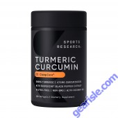 Bottle of turmeric curcumin softgels