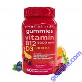 Front view of Viva Naturals Vitamin D3 B12 Gummies bottle