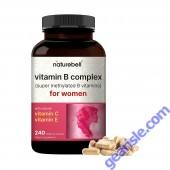 Bottle of women's vitamin B complex supplement