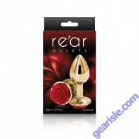 Anal Plug NS Rear Assets Rose Chrome Plated Small Red