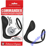 Commander Prostate Pleaser Cockring Silicone Waterproof Black Nasstoys
