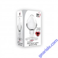A&E Medium Red Heart Gem Glass Anal Plug Waterproof